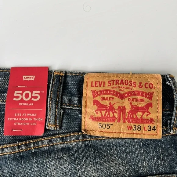Levi's Blue Men’s 505 Regular Jeans NWT 38x34 - Picture 6 of 11